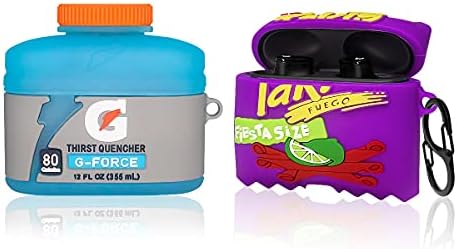[2Pack] Cute Case for Beats Studio Buds 2021 / Beats Studio Buds Plus Case 2023, Funny 3D Cartoon Food Silicone Skin Cover for Beats Studio Buds Girl Boys Teens (Purple Potato Chips + Sport Water)