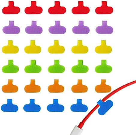 30 PCS Cable Labels, Cord Labels, Wire Labels, Cable Labels for Electronics, Multicolor Cable Labels, Cord Label, Writable Oval Cable Tags, for Management and Ldentification