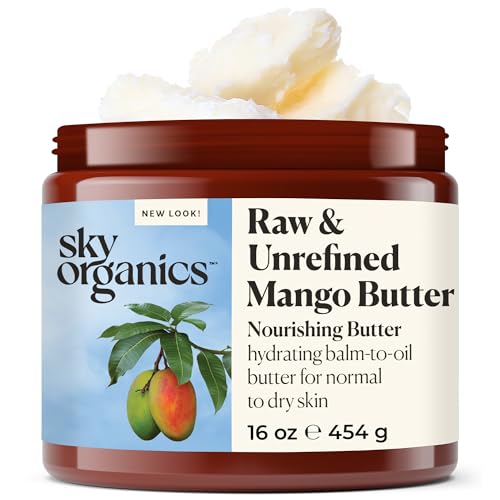 Sky Organics - Mango Butter, 16 oz - Raw & Undefined - Hydrating Balm-to-Oil Butter - Non Greasy - Fatty Acids, Antioxidants & Vitamins - Natural, Vegan, Cruelty & Soy Free - Skin Care & Self Care