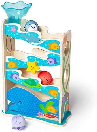 Melissa & Doug Rollables Wooden Ocean Slide Infant and Toddler Toy (5 Pieces) - FSC Certified