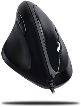 Adesso Imouse E7 - Ergonomic Mouse for Left Hand, with Cable, Programmable Functions, and Adjustable Weight, Black