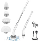 LABIGO Electric Spin Scrubber LA1 Pro, Cordless Spin Scrubber with 7 Replaceable Brush Heads and Adjustable Extension Handle, Power Cleaning Brush for Bathroom Floor Tile (White)