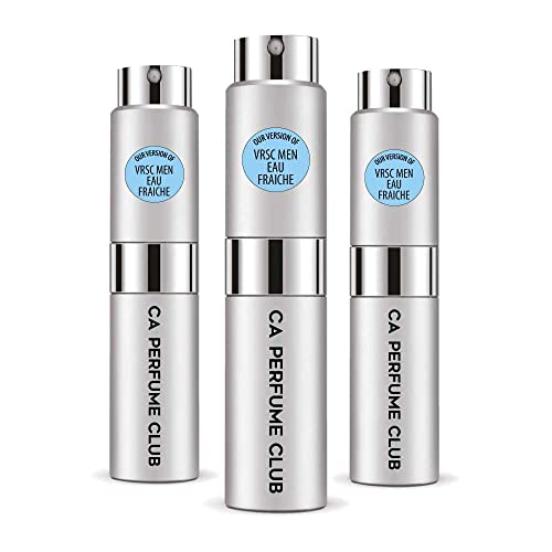 CA Perfume Impression of Vrsc Men Eau Fraiche For Men Replica Version Fragrance Dupes Concentrated Long Lasting Eau de Parfum Spray Refillable Atomizer Bottle 0.27 Fl Oz-X3