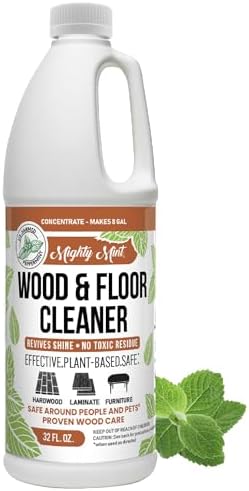 Mighty Mint Wood & Floor Cleaner Concentrate, Non-Toxic, Cleaning Soap for Hardwood and Floors, Natural Mint Scent, 32oz