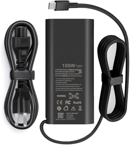 New GAN Slim AC Adapter,100W USB C Laptop Charger for DELL Latitude 5540 5440 5340 7440 Inspiron 14 Power Cord,100W Dell Laptop Charger