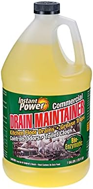 Instant Power Commercial Drain Maintainer - Liquid Enzyme Clog Remover, Cleans and Deodorizes, Reduces Drain Blockages, 1 Gal