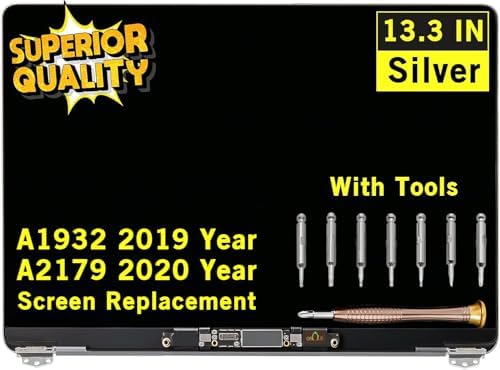 Screen Replacement for MacBook Air Retina A1932 2019 Year / A2179 2020 Year EMC 3302 EMC 3184 MVFH2 MVFJ2 MWTJ2 MWH22 LCD Display Full Assembly Complete Top Assembly 13.3" 2560x1600 (Silver)
