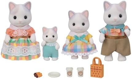 Calico Critters Latte Cat Family - Set of 4 Collectible Doll Figures for Ages 3+
