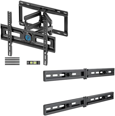 Pipishell Universal TV Wall Plate Extension Bracket Fits Any TV Mount & & PIMF4 Full Motion Wall Mount for 26-65 inch Flat or Curved TVs up to 99 lbs with 3 Bracket Heights