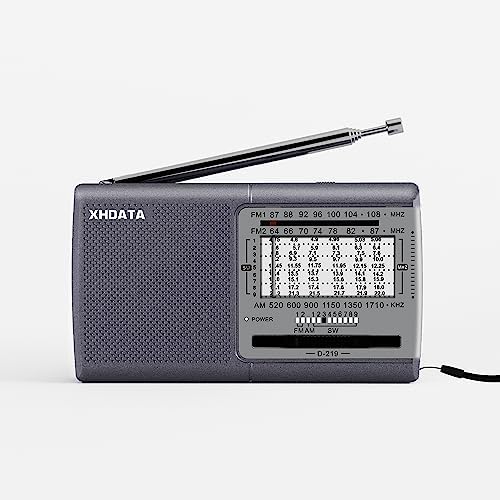 XHDATA D219 Portable AM FM Shortwave Radio Battery Operated Small Great Reception Radio with Good Sound,Earphone Jack for Elder,Home,Child [Gray]