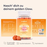 yuicy Golden Tan Glow Beta-Carotene Gummy Bears High Dose Skin Vitamins for Long-Lasting Tan and Healthy Skin With Lutein, Zeaxanthin & 5 Other Essentials. Vegan, Made in Germany. Pack of 60