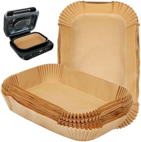 BYKITCHEN Air Fryer Liners for Ninja FG551/DG551/IG651 Foodi Smart XL Indoor Grill, Set of 100, Rectangle Air Fryer Parchment Paper Liners for Ninja XL Grill Air Fryer, Ninja Foodi Grill Accessories