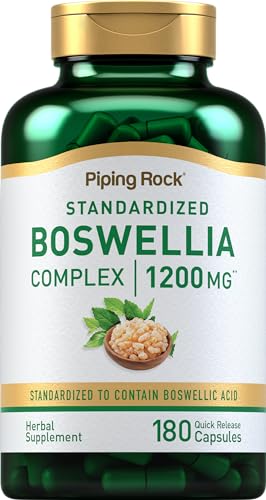 Boswellia Extract Capsules | 1200mg | 180 Capsules | Herbal Supplement | Standardized Complex | Non-GMO, Gluten Free | by Piping Rock