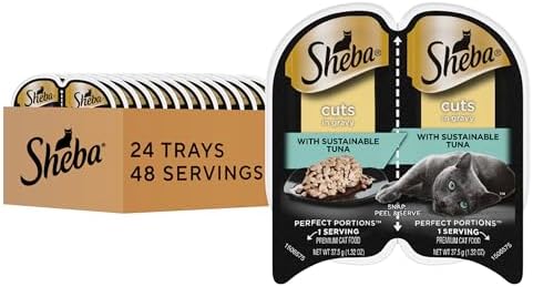 Sheba Perfect Portions Wet Cat Food Cuts in Gravy With Sustainable Tuna, 2.6 oz., Twin-Pack Trays (24 Count, 48 Servings)