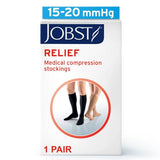 JOBST Relief 15-20mmHg Compression Stockings Knee High, Closed Toe, Black, Large Full Calf