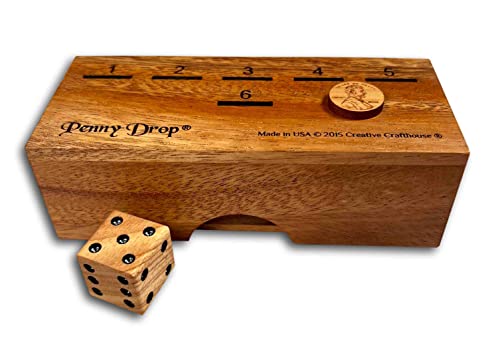 Travel Penny Drop Game - Compact Portable Version of Our Popular Family Game - Can Store Pennies and Dice in the Travel Tray