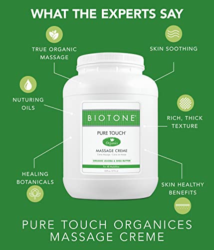 BIOTONE Pure Touch Organics Massage Crème, True Organic Massage, Rich Texture, Silky Glide, Soothing Ingredients, Healing Botanicals - 1 Gallon