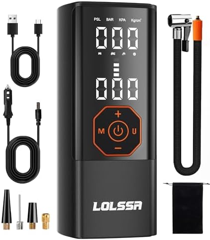 Tire Inflator Portable Air Compressor-25000mAh＆180PSI Air Pump for Car Tires-Cordless Tire Pump with Pressure Gauge, Cigarette Lighter Plug for Motorcycle, Bike, Ball, Dual-Use Type(Black)