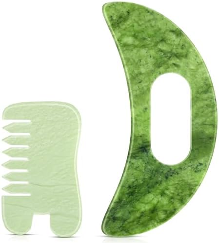 BBTO 2 Pcs Jade Comb for Scalp Massage Gua sha Comb for Head Body spa Hair Multifunctional Handheld Massage Tools(Fashion, Classic)