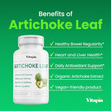 Vitapia Organic Artichoke Leaf Extract 10,000mg for Healthy Digestion, Liver Health & Functions, Antioxidant Support - 10:1 Ratio & 60 Veggie Capsules - Non-GMO, Gluten-Free, Vegan-Friendly