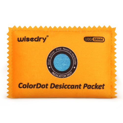 wisedry 100g Rechargeable Color-Indicating Desiccant Packs for Storage, Reusable Silica Gel Desiccant Packets, Moisture Absorbing Packs for Storage Bins, Safes, 3D Filaments, Closet, Electronics