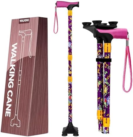 LIXIANG Walking Cane for Women for Stability Seniors Balance Folding Foldable Canes for Men Heavy Duty Adjustable Travel Collapsible Fashionable Fancy Decorative Unique Cool Cane