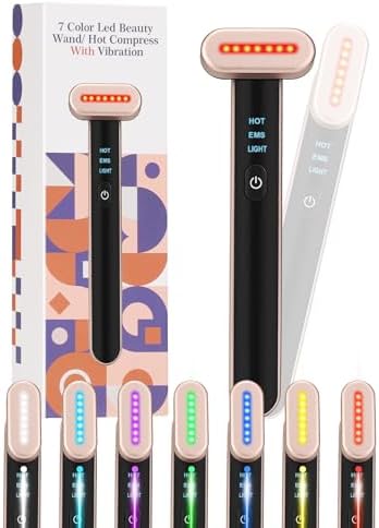 7 Acne Light Therapy Wand Red Light Therapy for Face Microcurrent Facial Device, True Beauty Glow Facial Massager Lymphatic Drainage Massager Face, Facial Massager Tool Face Sculpting Tool