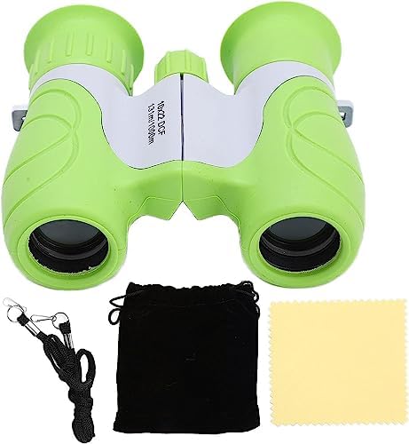 Compact Shockproof Children's Binoculars, Portable High Definition Telescope with Lanyard and Case Professional Rubber Binoculars Watching Bee Hunting,Green