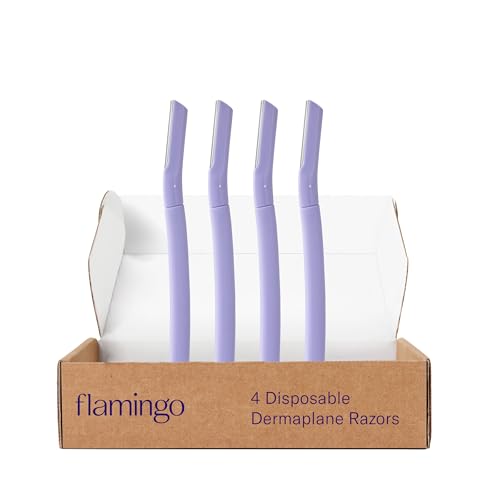 Flamingo Dermaplane Razors, 4 Single Blade Disposable Dermaplane Razors for Women