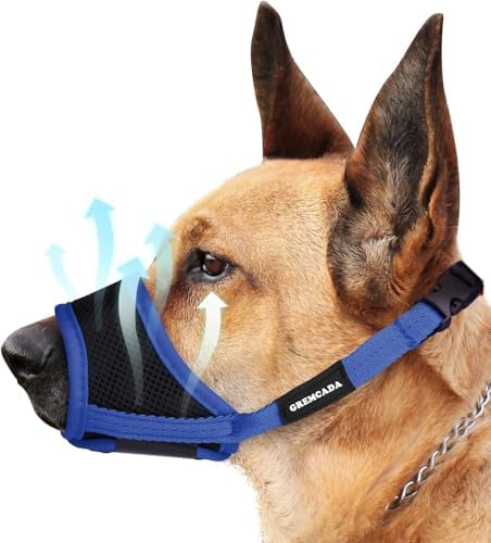 Dog Muzzle for Small Medium Large Dogs - Soft Nylon Breathable Muzzle with Air Mesh, Adjustable Loop, Anti-Dropping Design for Biting, Barking, Chewing, Labrador, German Shepherd, Chihuahua (Blue,XL)