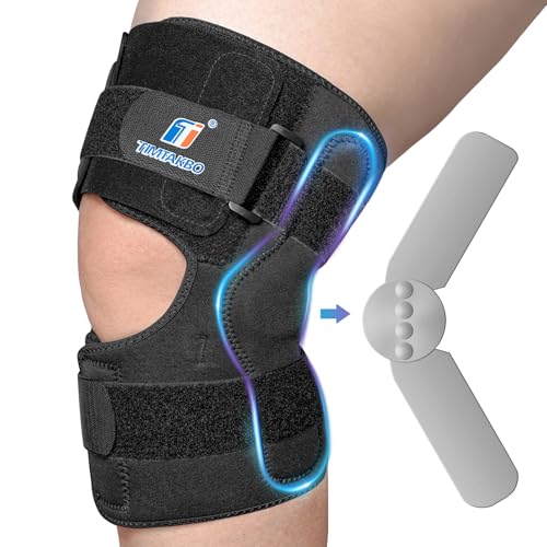 Knee Brace with Side Stabilizers for Knee Pain Meniscal Tear ACL MCL Arthritis Hyperextension Injury Recovery, Adjustable Plus Size Knee Brace for Men and Women Strong Stability Knee Support