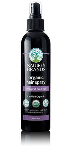 Hair Spray 8 Oz Bottle – USDA Organic Certified, Paraben-Free, Cruelty-Free and Vegan - With Natural Botanical Extracts - For All Hair Types by Nature's Brands is Made In USA.