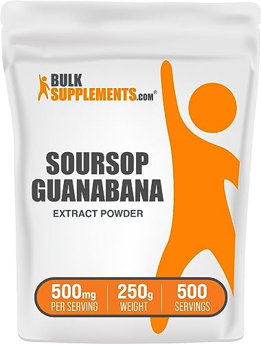 BulkSupplements Guanabana Extract (Soursop) – Annona Muricata Fruit Powder, 500mg per Serving, 500 Servings, 250g (8.8 oz), Gluten-Free