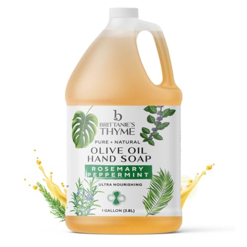 Brittanie's Pure Organic Castile Rosemary Peppermint Liquid Olive Soap Refill, 1 Gallon | Made with Natural Luxurious Oils, Vegan & Gluten Free Non-GMO, For Face, Body, Dishes, Pets & Laundry