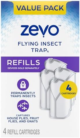 Zevo Flying Insect Trap, Fly Trap, Fruit Fly Trap (4 Refill Cartridges (New)