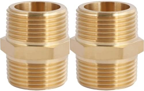 2PCS Brass Nipple Pipe Fitting 1" x 1" NPT Male Hex Adapter by CX WONDERLAND