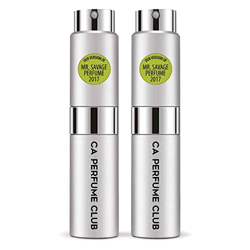 CA Perfume Impression of Christian D Mr.Savage Perfume 2017 For Men Replica Version Fragrance Dupes Concentrated Long Lasting Eau de Parfum Spray Refillable Atomizer Bottle 0.27 Fl Oz-X2