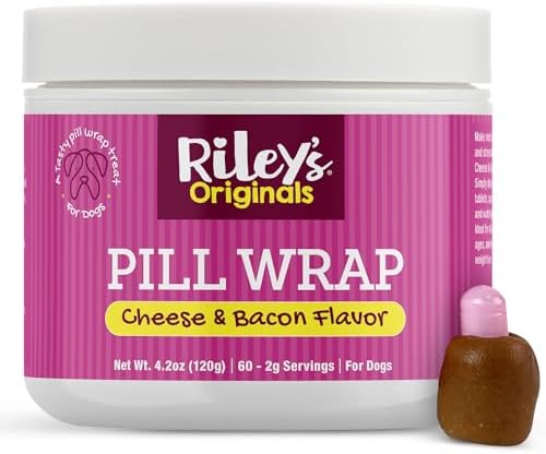 Riley's Pill Wrap for Dogs - Delicious Cheese & Bacon Flavored Pill Paste for Dogs - Wrap Pills, Capsules, Tablets in a Pocket or Pouch to Mask The Taste & Make Pill Time Easy - 4.2 oz