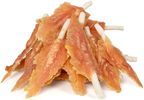 MON2SUN Dog Rawhide Twist 4-4.5 Inch Chicken Wrapped Rawhide Sticks for Puppy and Small Dogs, Promotes Dental Health Treats (10.08 Ounce -Pack of 1)