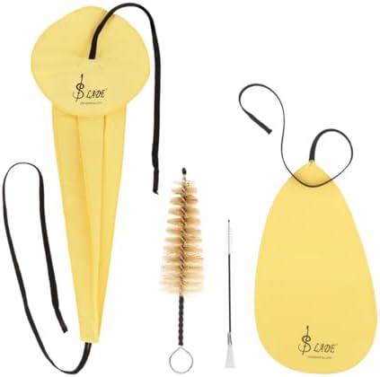 Saxophone Cleaning Cloth Kit, 4 in 1 Saxophone Cleaning Swab Kit, Including Cleaning Swab and Mouthpiece Brush for Alto Tenor Soprano Sax and Other Wind & Woodwind Instruments (Yellow)