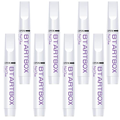 Nail Glue for Acrylic Nails - Nail Glue for Press On Nails, 8 Pcs BTArtbox Adhesive Super Bond for Fake Nails Tips Long Lasting, 0.07 oz