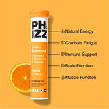 Phizz Electrolyte Multivitamin Rehydration Tablets - 19 Vitamins & Minerals, Energy Boost (Orange, 20 Tablets)