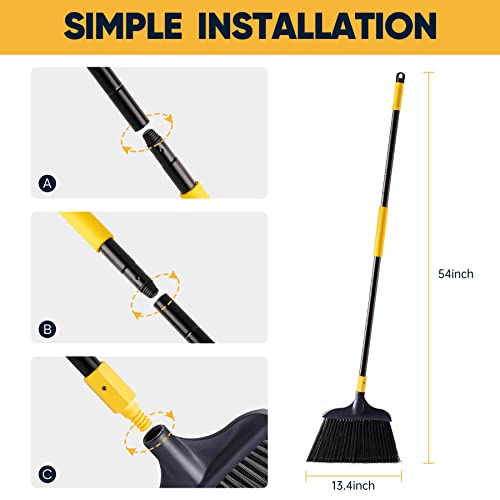 Yocada Heavy-Duty Broom Outdoor Commercial for Courtyard Garage Lobby Mall Market Floor Home Kitchen Room Office Pet Hair Rubbish 54Inch