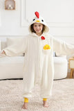 DELEY Unisex One Piece Animal Kids White Chicken Onesie, Animal Pajamas Halloween Cosplay Costume for Women and Mens Parent-Child Sleepwear