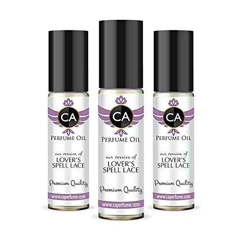 CA Perfume Impression of Victoria S. Lover’s Spell Lace For Women Replica Fragrance Body Oil Dupes Alcohol-Free Essential Aromatherapy Sample Travel Size Long Lasting Attar Roll-On 0.3 Fl Oz-X3