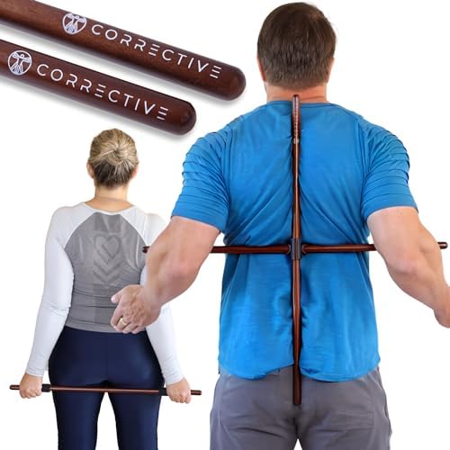 Wooden Posture Corrector for Women & Men - Neck, Shoulder & Back Stretcher - Dual Yoga Stick - Hunchback and Neck Hump Corrector - Back Straightener - Lower Back Support Sciatica Pain Relief Device