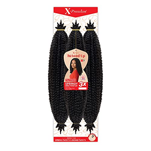 Outre Crochet Braids X-Pression Twisted Up 3X Springy Afro Twist 24" (1-pack, 1B)