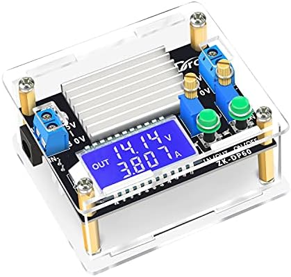 DROK Boost Buck Converter, DC 5.5-30V to 0.5-30V 5V 12V 24V Output Adjustable Power Supply Regulator Module, 4A 35W High Power Voltage Step Up Down Converter Board with Case LCD Display