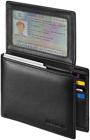 Leather Wallet for Men, Genuine Leather Mens Wallets Bifold, Rfid Blocking Men's Wallets with 2 ID Windows