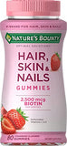 Nature's Bounty Optimal Solutions Hair, Skin & Nails with Biotin Strawberry Flavored - 80 Gummies, Pack of 5